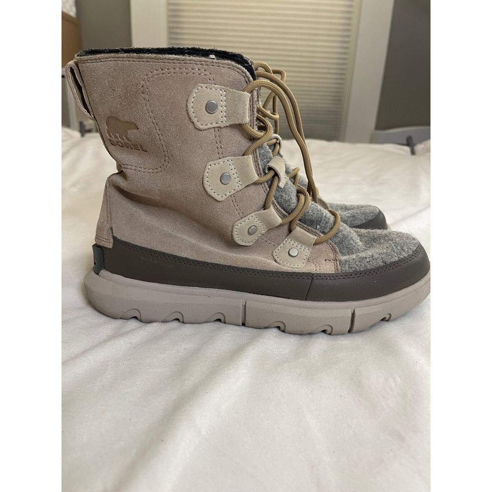 Sorel Explorer II Joan Waterproof Boots Taupe Felt Womens 8